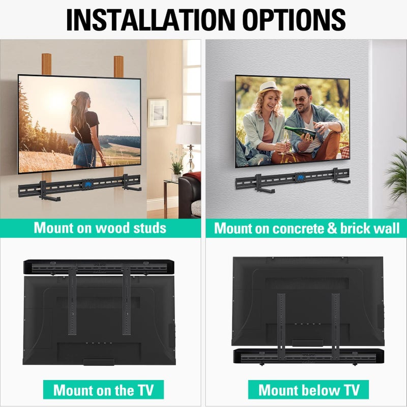Mounting Dream Soundbar Mount Sound Bar TV Bracket with Holes/Without Holes, Non-Slip Base Holder Extends 3.4" to 6.1", Up to 20 LBS, Safe and Easy to Install MD5425 - Image 5